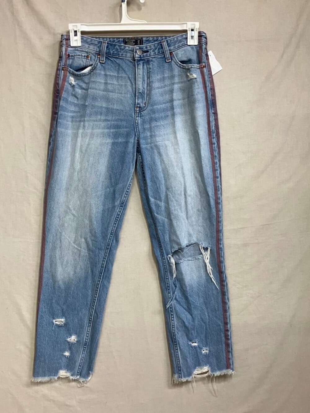 Abercrombie & Fitch Annie High Rise Girlfriend Jeans Women 29/8 Blue Distressed